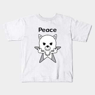 White Husky Peace Sign Kids T-Shirt